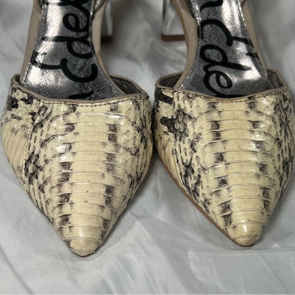 Sam Edelman Snakeskin Slingback Low Metallic Heel Pumps - Size 7 - Picture 2 of 7
